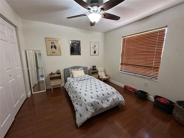 12464 SW 42nd St, Miramar, FL 33027 - bedroom featuring wood finished floors, baseboards, and a ceiling fan