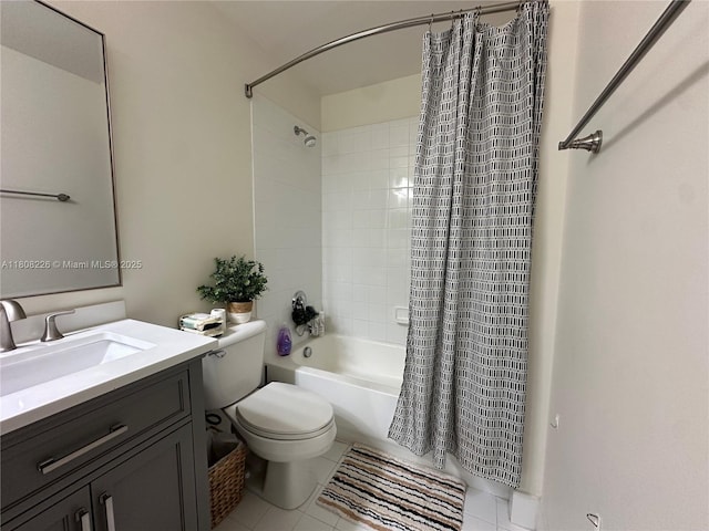 12464 SW 42nd St, Miramar, FL 33027 - full bathroom featuring toilet, shower / bath combo with shower curtain, vanity, and tile patterned floors