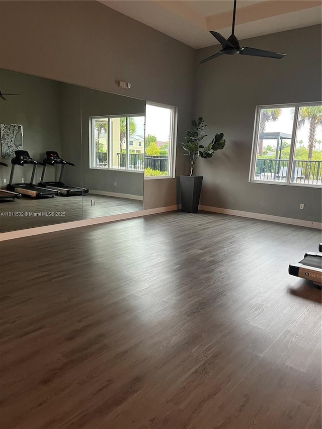 495 NE 5th Way, Florida City, FL 33034 - exercise area with plenty of natural light, wood finished floors, baseboards, and a ceiling fan