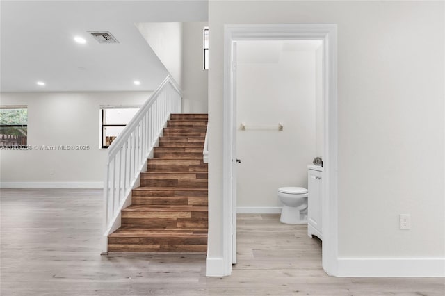 24083 SW 112th Pl, Homestead, FL 33032 - stairs with wood finished floors and recessed lighting