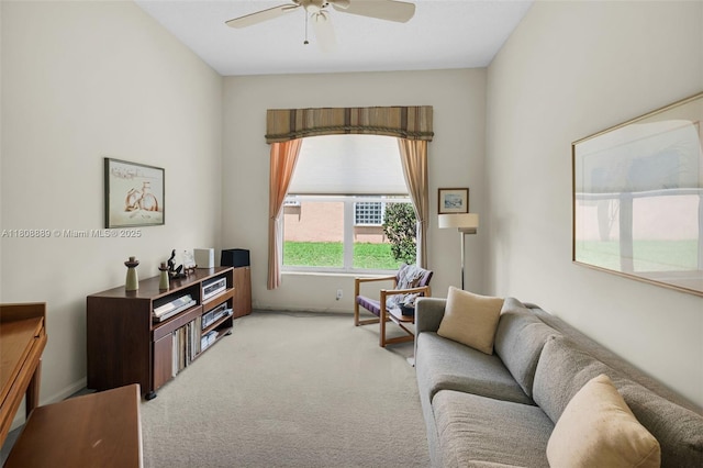 7059 Copperfield Cir, Lake Worth, FL 33467 - living area with a ceiling fan and carpet flooring