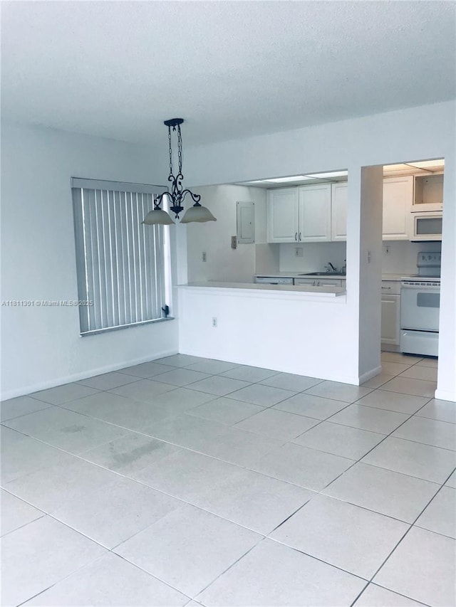 17600 NW 68th Ave Unit B3006, Hialeah, FL 33015 - unfurnished living room with light tile patterned flooring, a chandelier, electric panel, and baseboards