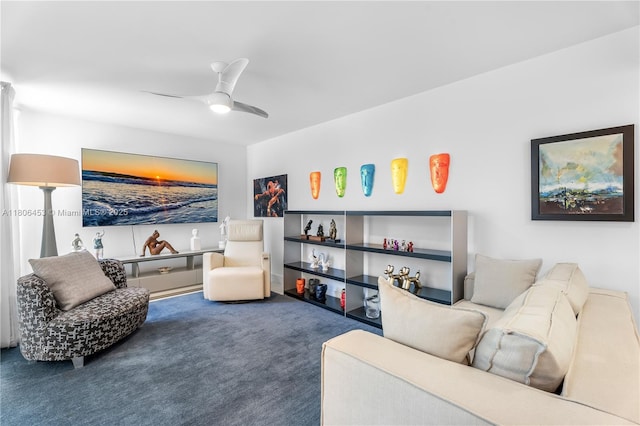 5970 Alton Rd, Miami Beach, FL 33140 - carpeted living area featuring ceiling fan