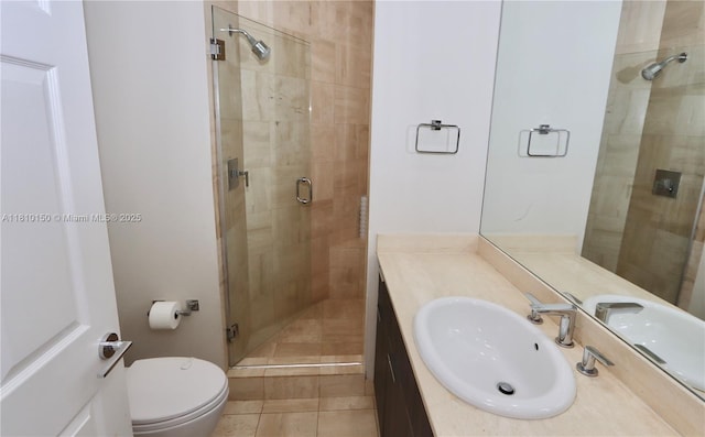 3900 Island Bl Ph 2, Aventura, FL 33160 - full bath with vanity, a shower stall, toilet, and tile patterned flooring