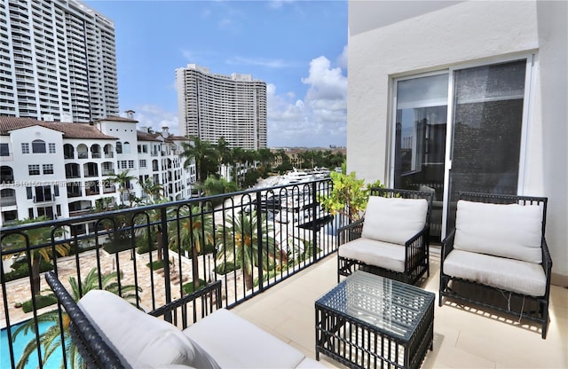 3900 Island Bl Ph 2, Aventura, FL 33160 - balcony with outdoor lounge area and a city view