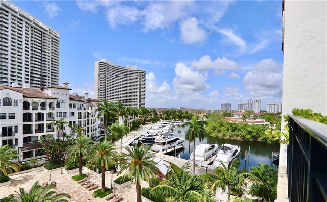 3900 Island Bl Ph 2, Aventura, FL 33160 - water view featuring nearby urban area and a boat dock