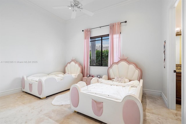 20120 SW 133rd Ave, Miami, FL 33177 - bedroom with crown molding and a ceiling fan