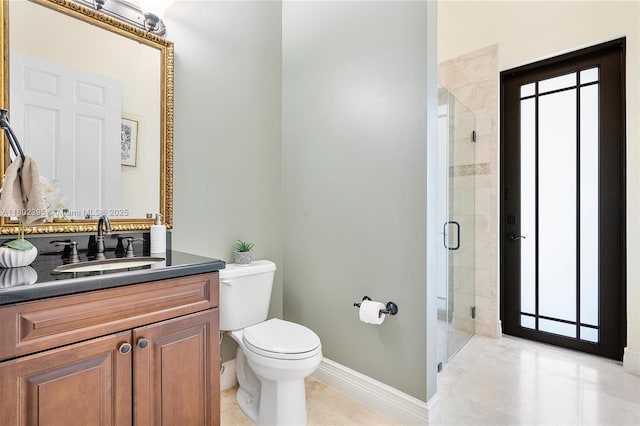 20120 SW 133rd Ave, Miami, FL 33177 - bathroom with toilet, vanity, a shower stall, baseboards, and tile patterned floors