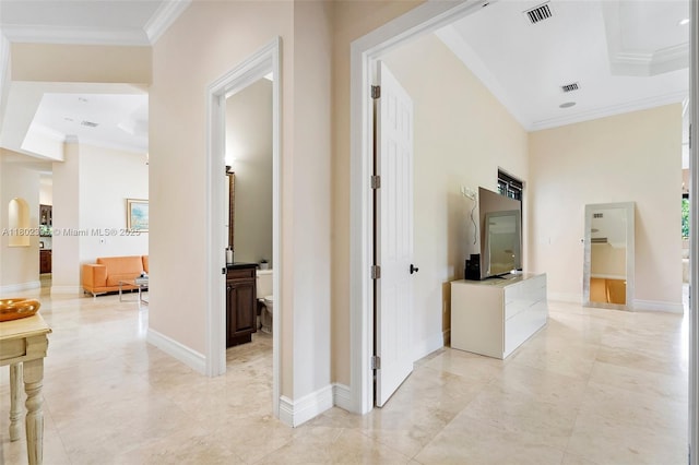 20120 SW 133rd Ave, Miami, FL 33177 - corridor with ornamental molding and light tile patterned flooring