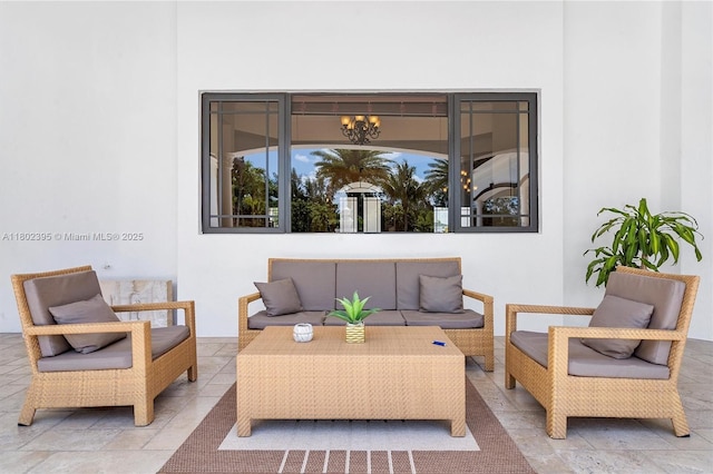 20120 SW 133rd Ave, Miami, FL 33177 - living area with stone tile floors and a chandelier
