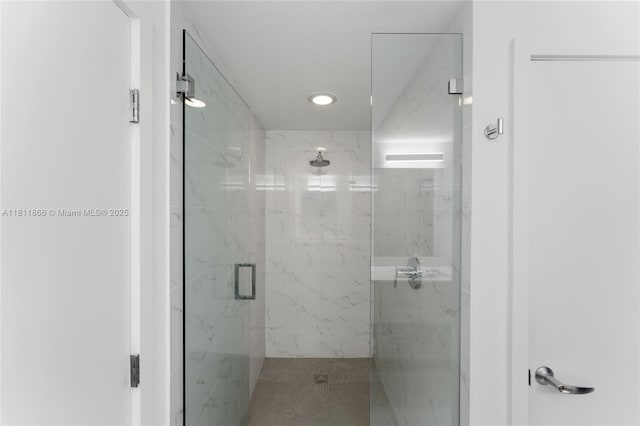 16385 NE Biscayne Blvd Unit 1901Storage, North Miami Beach, FL 33160 - bathroom featuring a marble finish shower and recessed lighting