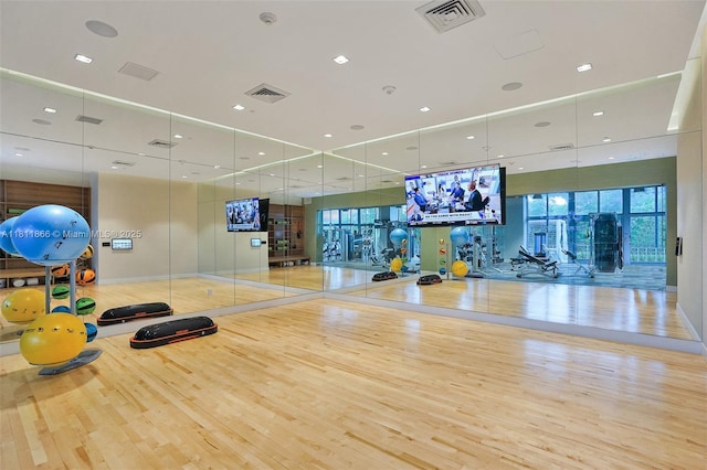 16385 NE Biscayne Blvd Unit 1901Storage, North Miami Beach, FL 33160 - gym featuring wood finished floors and recessed lighting
