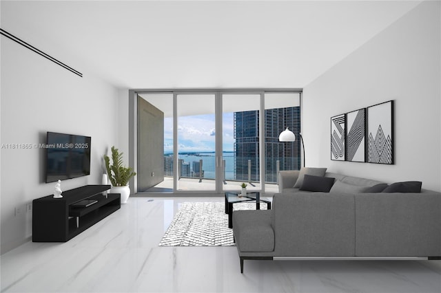 300 Biscayne Blvd Way Unit 3606, Miami, FL 33130 - living room featuring expansive windows and marble finish floors