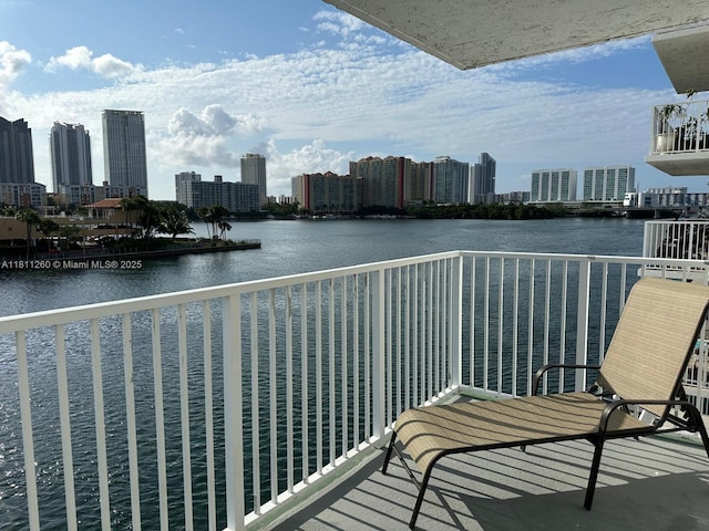 4000 NE 169th St Unit 405, North Miami Beach, FL 33160 - balcony featuring a water view and a view of skyline