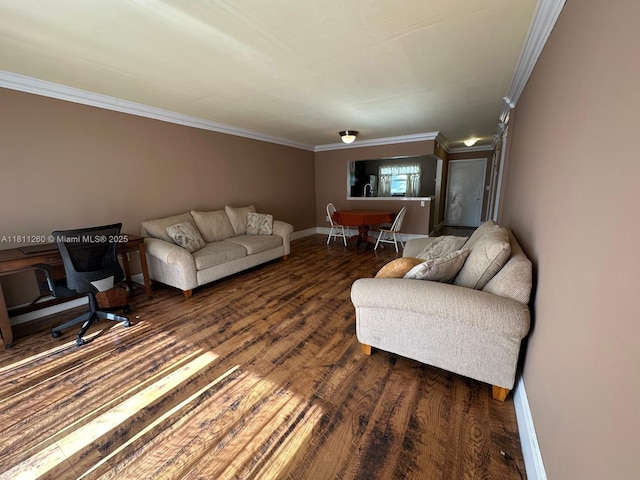 4000 NE 169th St Unit 405, North Miami Beach, FL 33160 - living area featuring ornamental molding, wood finished floors, and baseboards