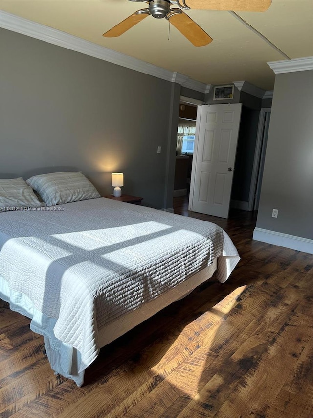 4000 NE 169th St Unit 405, North Miami Beach, FL 33160 - bedroom featuring crown molding, baseboards, wood finished floors, and ceiling fan