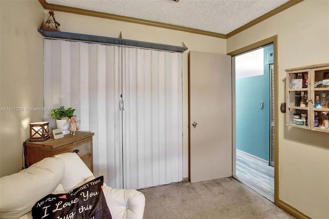 2001 Seagrape Ave, Pembroke Pines, FL 33026 - bedroom with carpet flooring, ornamental molding, and a textured ceiling