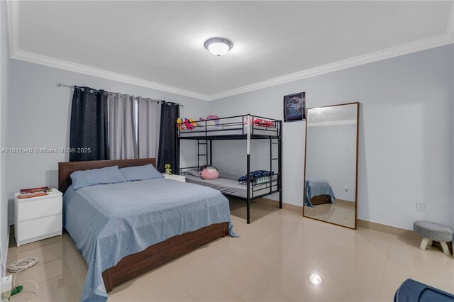 17101 NW 57th Ave Unit 110, Miami Gardens, FL 33055 - bedroom featuring ornamental molding and tile patterned floors