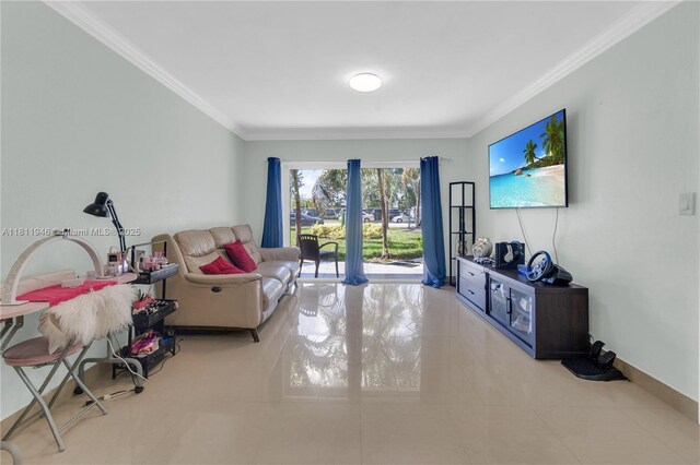 17101 NW 57th Ave Unit 110, Miami Gardens, FL 33055 - tiled living room with ornamental molding