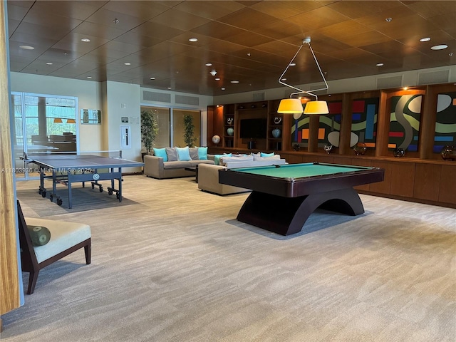 2641 N Flamingo Rd Unit 1001N, Sunrise, FL 33323 - recreation room with carpet floors, billiards, and recessed lighting