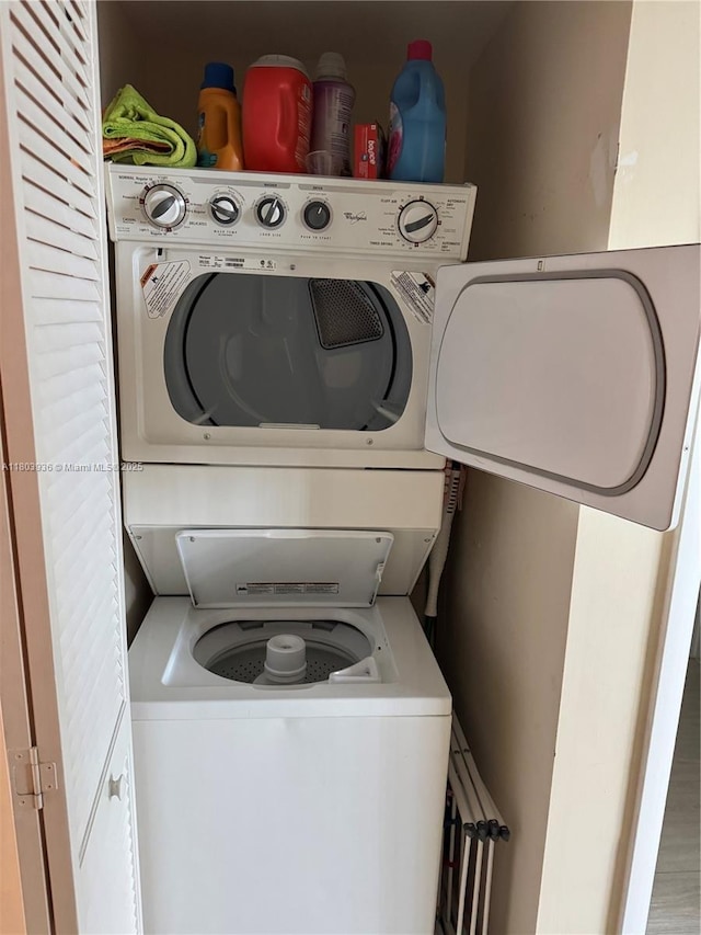 2641 N Flamingo Rd Unit 1001N, Sunrise, FL 33323 - laundry area featuring stacked washer / dryer