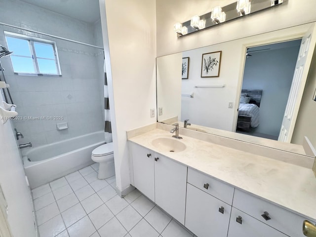 1104 NW 100th Ave, Pembroke Pines, FL 33024 - ensuite bathroom with vanity, shower / bath combination with curtain, tile patterned floors, and toilet