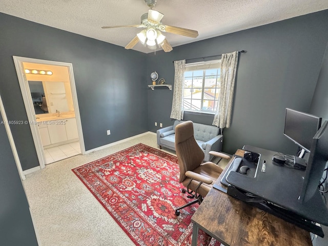 1104 NW 100th Ave, Pembroke Pines, FL 33024 - office space featuring a ceiling fan, carpet floors, a textured ceiling, and baseboards