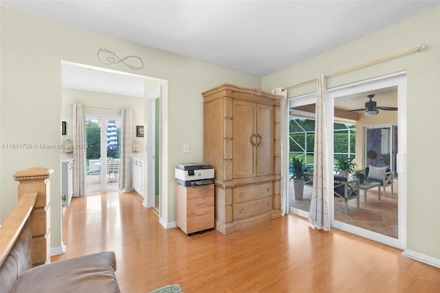 9703 NW 20th St, Coral Springs, FL 33071 - living room featuring light wood-style floors and ceiling fan