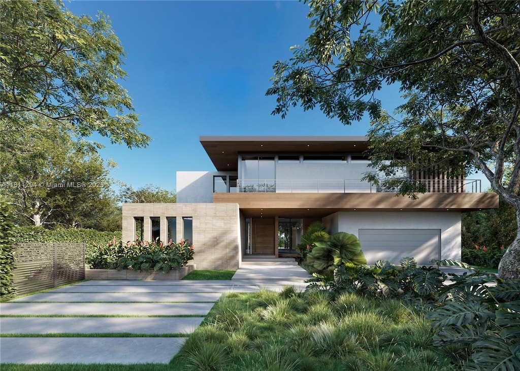 5230 SW 76th St, Miami, FL 33143 - modern home featuring a balcony and stucco siding
