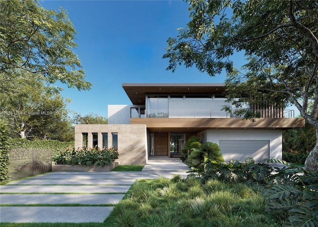 5230 SW 76th St, Miami, FL 33143 - modern home featuring a balcony and stucco siding