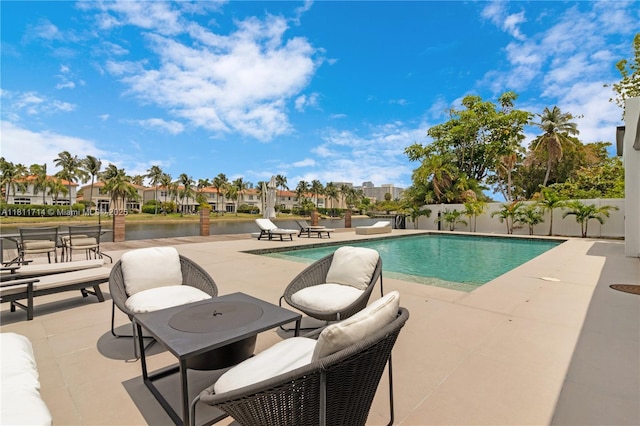 1601 Diplomat Pkwy, Hollywood, FL 33019 - view of pool with a patio, a water view, and a residential view