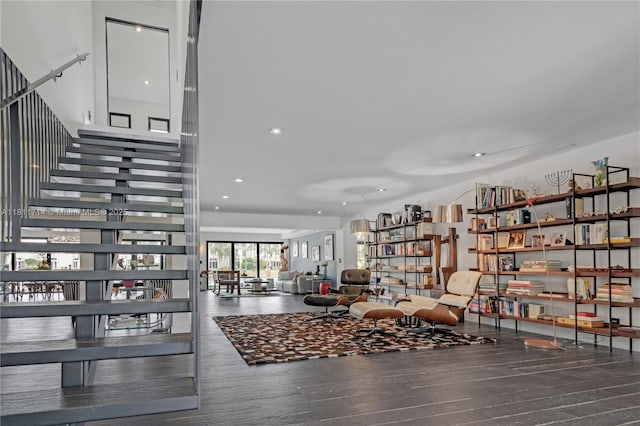 1601 Diplomat Pkwy, Hollywood, FL 33019 - sitting room featuring wood finished floors, recessed lighting, and stairway