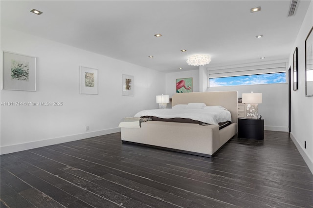 1601 Diplomat Pkwy, Hollywood, FL 33019 - bedroom with dark wood-style flooring, baseboards, and recessed lighting