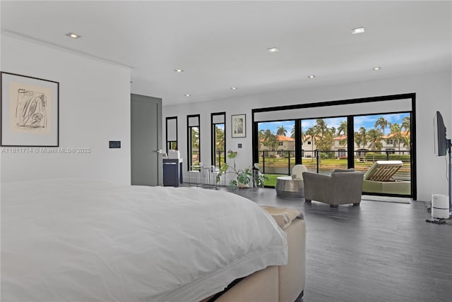 1601 Diplomat Pkwy, Hollywood, FL 33019 - bedroom with access to exterior, wood finished floors, and recessed lighting