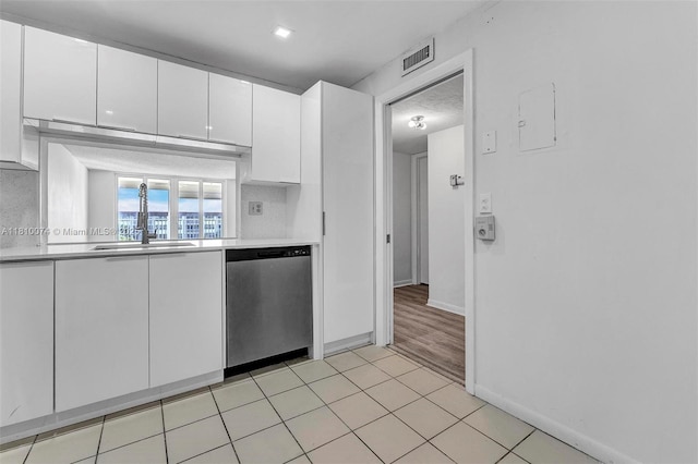 2525 Florida Blvd Unit 530, Delray Beach, FL 33483 - kitchen with stainless steel dishwasher, white cabinetry, and light countertops