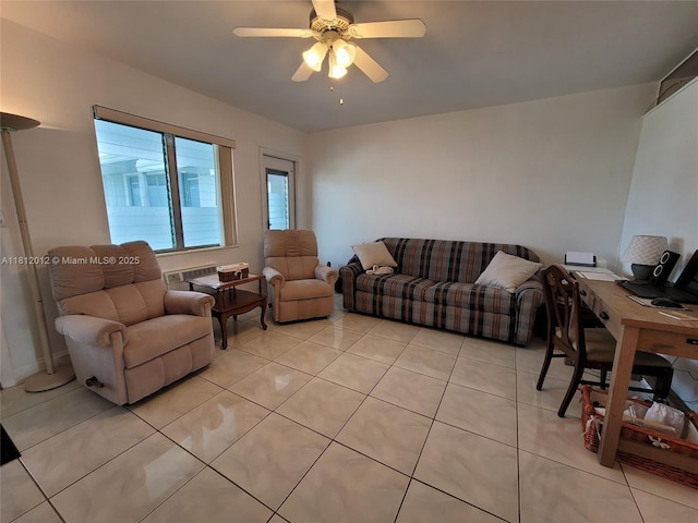 15600 NE 6th Ave Unit 33A, Miami, FL 33162 - living area featuring light tile patterned floors and a ceiling fan
