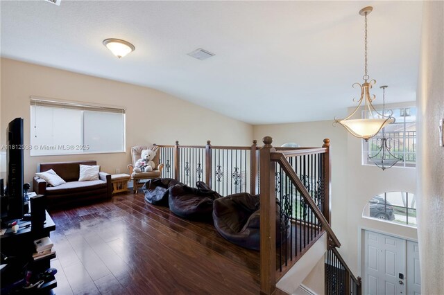 1724 SW 154th Path, Miami, FL 33185 - living area with vaulted ceiling and wood finished floors