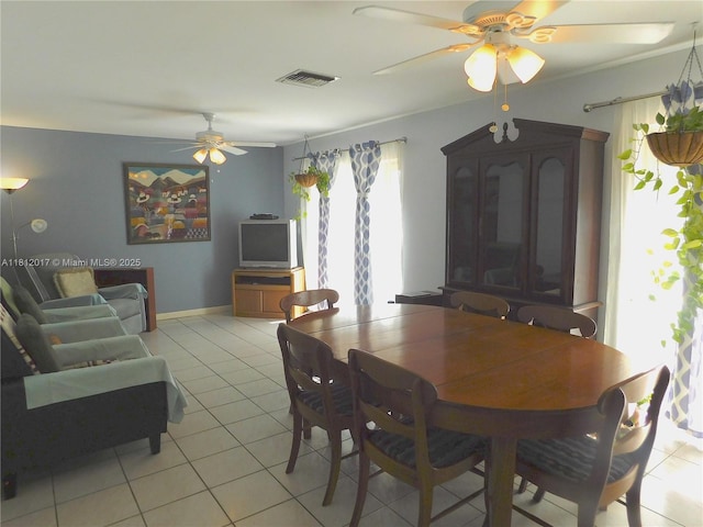 10823 SW 147th Ct, Miami, FL 33196 - dining area featuring ceiling fan, light tile patterned floors, and baseboards