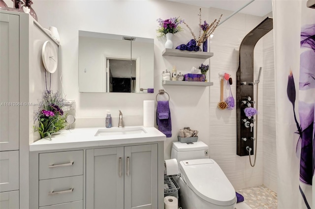 13097 Via Minerva, Delray Beach, FL 33484 - full bath with a tile shower, vanity, and toilet
