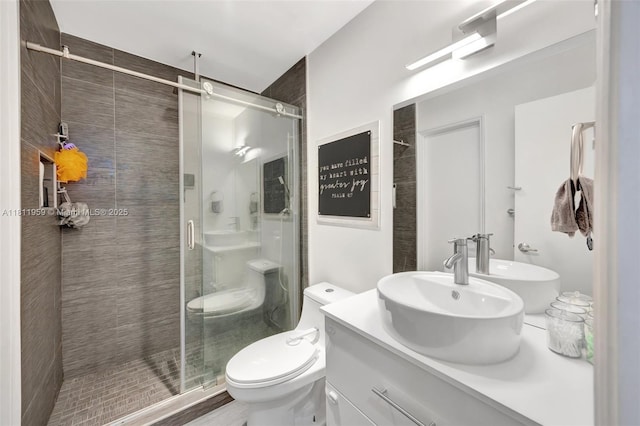 5651 SW 139th Pl, Miami, FL 33183 - bathroom with a stall shower, toilet, and vanity