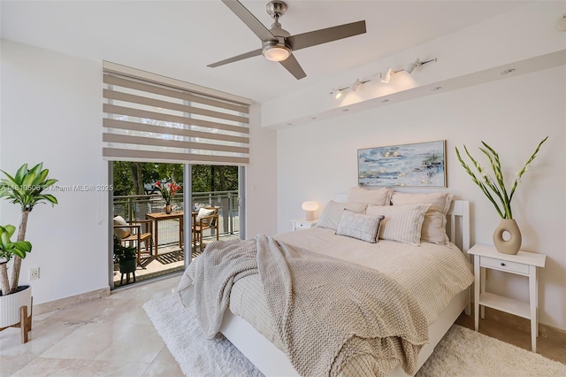 3001 SW 27th Ave Unit 201, Miami, FL 33133 - bedroom with access to outside and ceiling fan