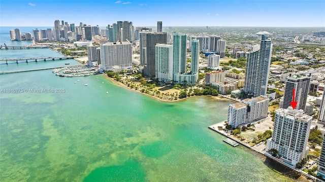 725 NE 22nd St Unit Ph3C, Miami, FL 33137 - drone / aerial view of city skyline and a nearby body of water
