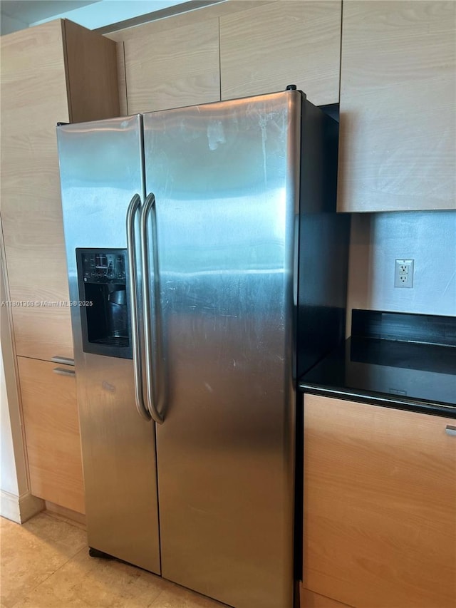 14951 Royal Oaks Ln Unit 1804, North Miami, FL 33181 - kitchen view of stainless steel refrigerator with ice dispenser and dark countertops