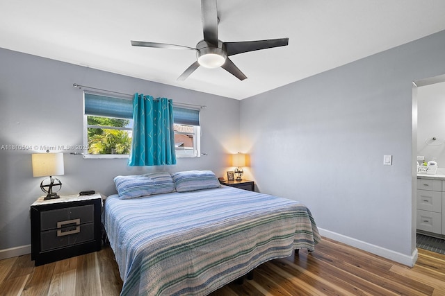 5808 Polk St, Hollywood, FL 33021 - bedroom with baseboards, wood finished floors, and ceiling fan