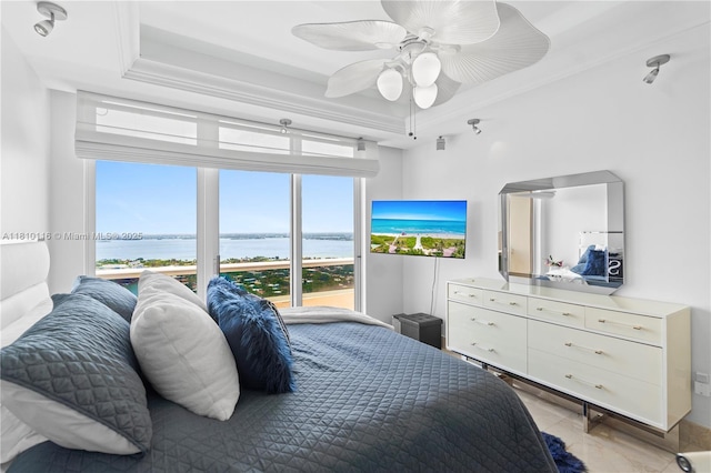 4775 Collins Ave Unit Ph4107, Miami Beach, FL 33140 - bedroom featuring a raised ceiling and ceiling fan