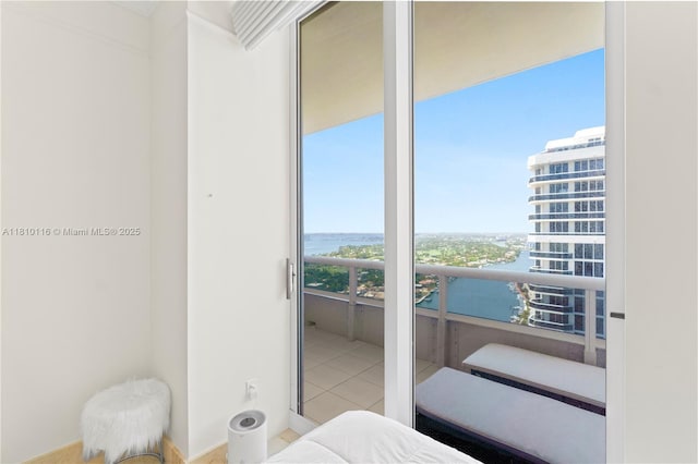 4775 Collins Ave Unit Ph4107, Miami Beach, FL 33140 - bedroom with a water view and tile patterned floors