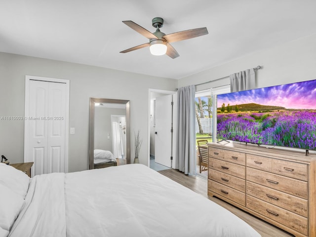 11610 NW 32nd Mnr, Sunrise, FL 33323 - bedroom with light wood-style flooring, a ceiling fan, and a closet