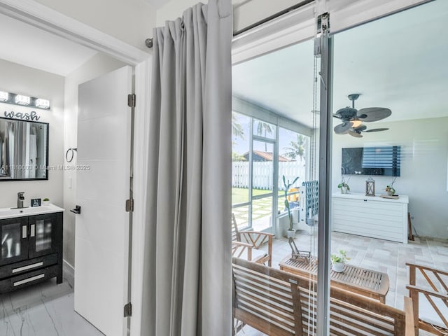 11610 NW 32nd Mnr, Sunrise, FL 33323 - bathroom featuring vanity and a ceiling fan