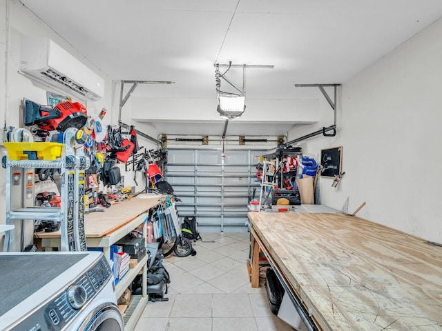 11610 NW 32nd Mnr, Sunrise, FL 33323 - garage featuring a workshop area, washer / dryer, and a wall unit AC