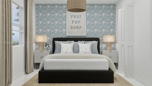 17372 SW 285th St, Miami, FL 33030 - bedroom featuring wallpapered walls and tile patterned floors